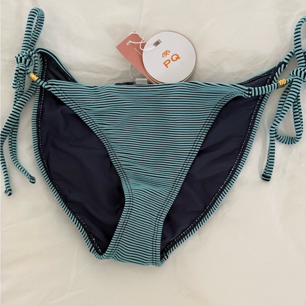 Women's Striped Blue Bikini Bottom and top